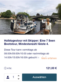 Halbtagestour 7 Seen Bootstour Potsdam