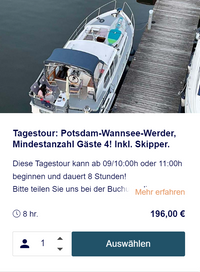 Tagestour Potsdam-Wannsee-Werder Havel